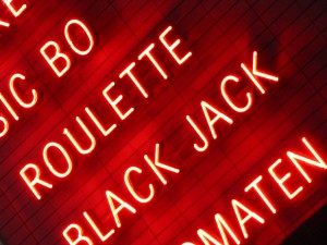 Reklametafel Spielcasino Roulette Black Jack